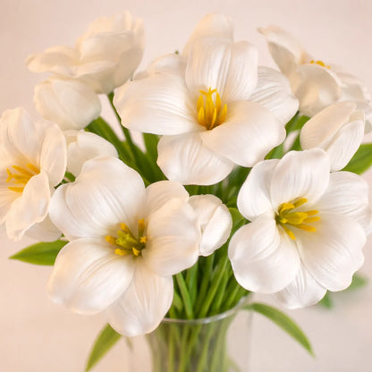 8pcs Brownie Tulip Artificial Flowers Bouquet PU Soft Fake Tulips for Home Office Room Decor Wedding Photography Props Flower