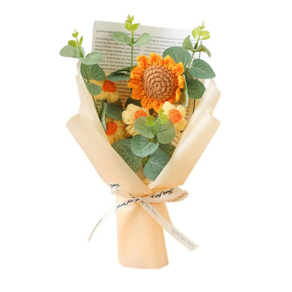 Artificial Flower Crochet Bouquet Handmade Anniversary Sunflower Daisy Bouquet Eternal Flower Mothers Day Birthday Gift