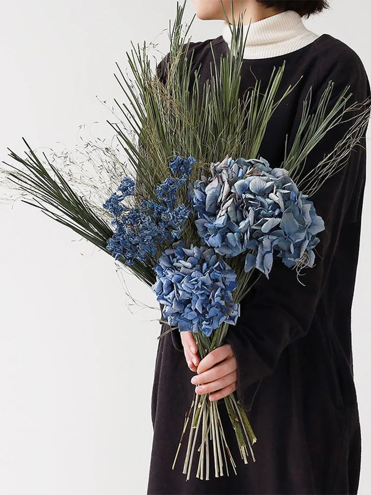 Natural Dried Flower Hydrangea Eternal Flower Bouquet Real Flower Arrangement Living Room Desktop Decoration Minimalist High-...