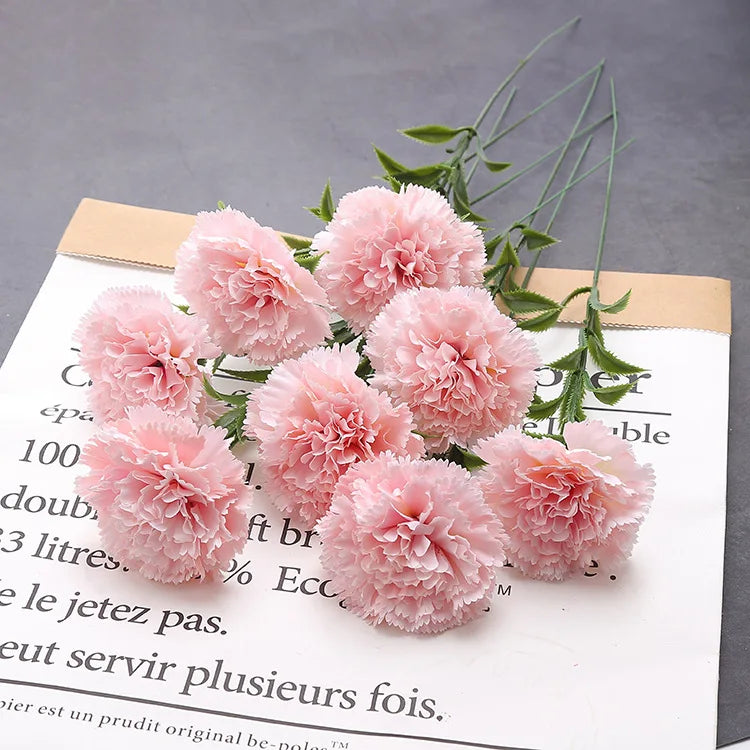 Artificial Carnations Pink Flowers 10pcs Silk Fake Flowers for Wedding Bouquets Floral Arrangements Mothers Day Gifts Home Decor