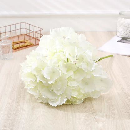 48CM Long 5 Heads Silk Hydrangea Heads with Stems Artificial Hydrangea Flower Head for Home Wedding Party Baby Shower Decoration