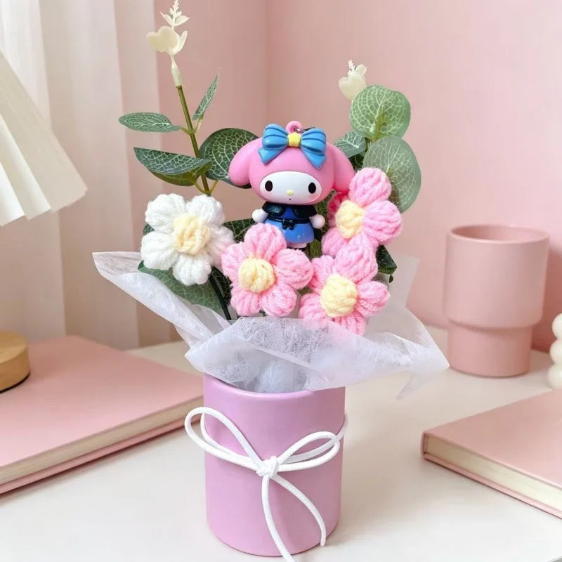 Genuine Sanrio Characters With Artificial Flower Creative Hugging Bucket Bouquet Christmas Valentine Birthday Gifts For Girls