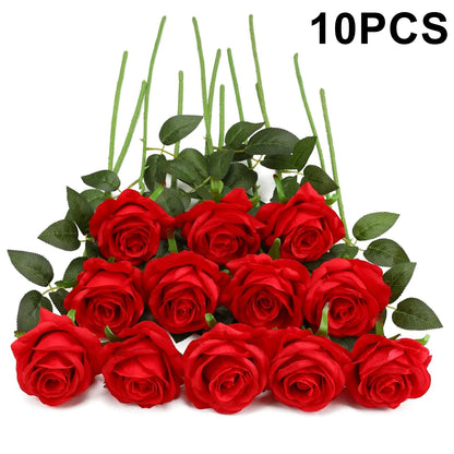 Artificial Flowers Silk Roses Home Vase Decora Room Yard Wedding Bridal Bouquet Mother's Day Graduation Gifts Festival Handmade