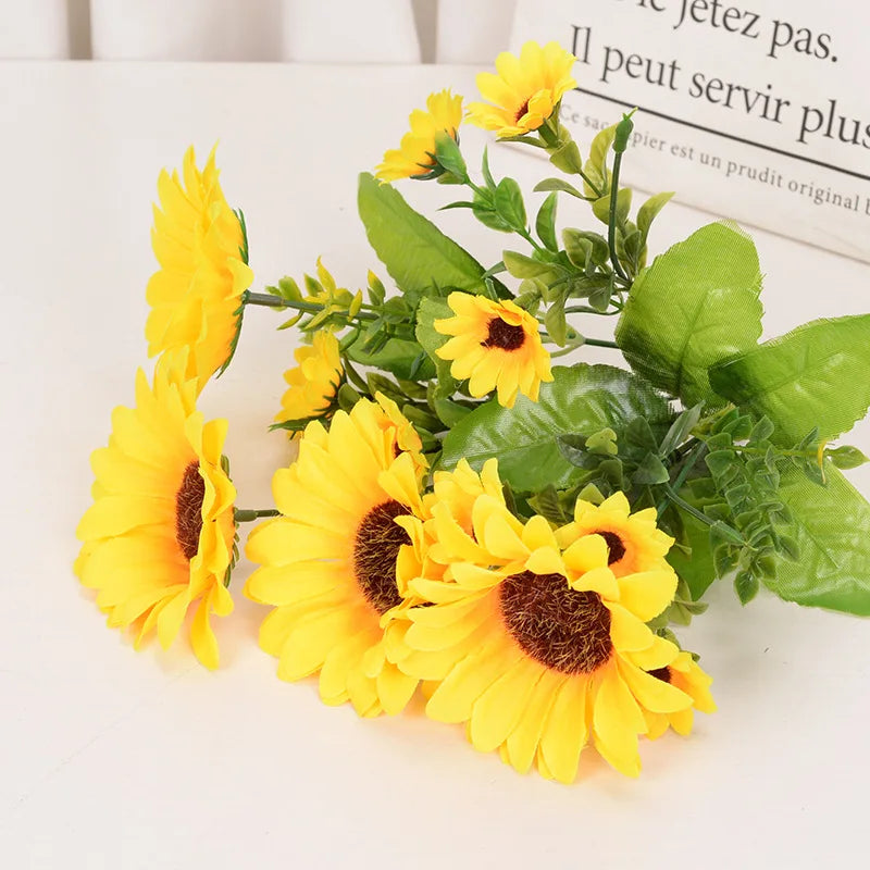 Artificial Flower Single Sunflower Fake Flower Net Red Photo Home Hotel Living Room Decoration Pastoral Style Sun Bouquet