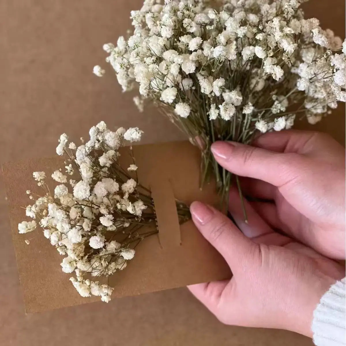 100pcs Mini Dried Baby's Breath Flowers Natural Dry Gypsophila for DIY Aromatherapy Valentine Wedding Party Photo Props Decor