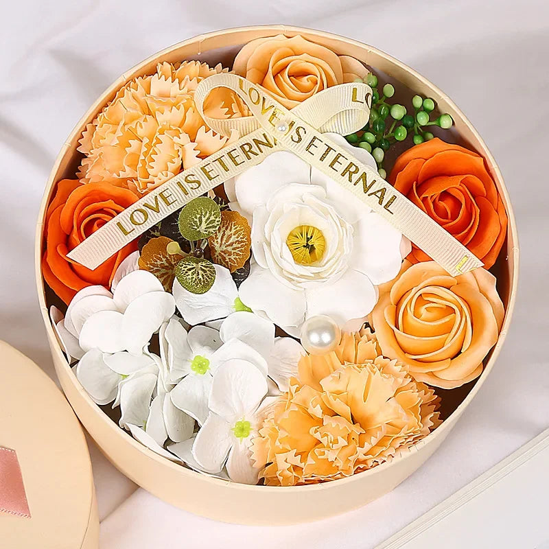 Soap Flower Gift Box Artificial Plant Essential Oil Flower Soap for Woman's Day Mother's Day Rose Carnation Bathroom Decoration