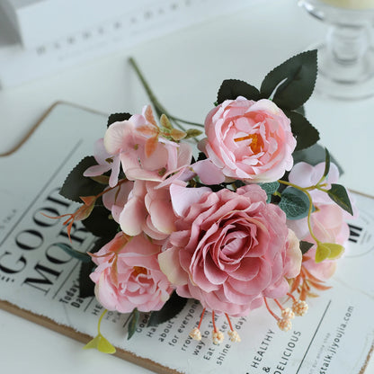 10PCS Artificial Peony Flowers Silk Hydrangea Rose Living Room Home Vase Garden Yard Wedding Bridal Bouquet Diy Party Decoration