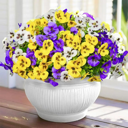 Artificial Silk Pansy Plants Outdoor Yard Event Party Holiday Wedding Bridal Bouquets Home Room Dining Table Vase DIY Decoration
