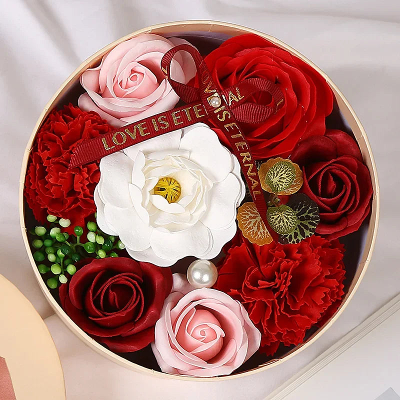 Soap Flower Gift Box Artificial Plant Essential Oil Flower Soap for Woman's Day Mother's Day Rose Carnation Bathroom Decoration