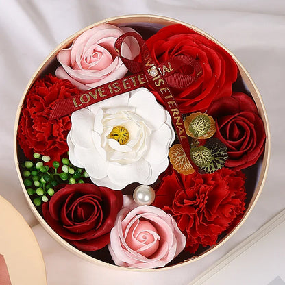 Soap Flower Gift Box Artificial Plant Essential Oil Flower Soap for Woman's Day Mother's Day Rose Carnation Bathroom Decoration