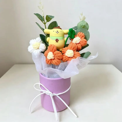 Genuine Sanrio Characters With Artificial Flower Creative Hugging Bucket Bouquet Christmas Valentine Birthday Gifts For Girls