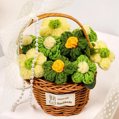 1PC Handmade Crochet Flower Bouquets Knitted Flowers for Christmas Wedding Housewarming Living Room Display