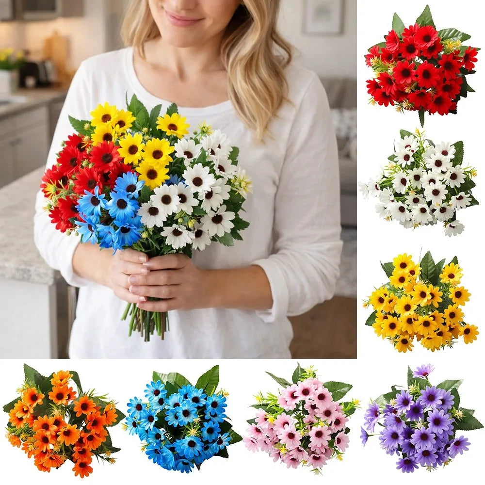 20 Heads Artificial Flowers Silk Floral Arrangement Daisies Bouquets DIY Flower Realistic Chamomile Bouquets Photography Props