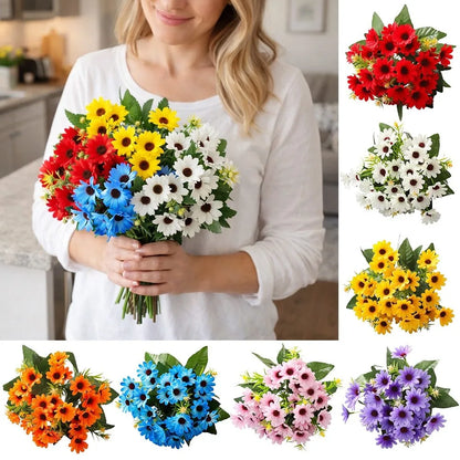 20 Heads Artificial Flowers Silk Floral Arrangement Daisies Bouquets DIY Flower Realistic Chamomile Bouquets Photography Props