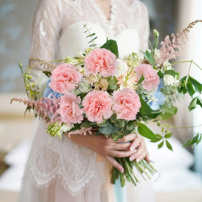 Artificial Carnations Pink Flowers 10pcs Silk Fake Flowers for Wedding Bouquets Floral Arrangements Mothers Day Gifts Home Decor