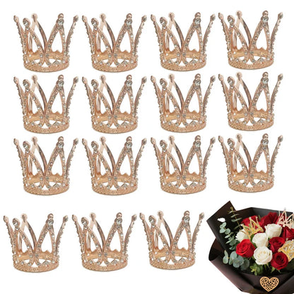 15pcs golden and rose golden mini crowns, suitable for weddings,birthdays, parties, teenagers, gifts, party，Flower Decoration