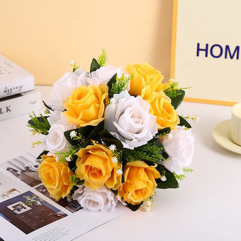 Cheap Artificial Flower Ball Plastic Green Mesh Base Silk Table Centerpieces For Wedding Decor Party Road Lead Flower Bouquets