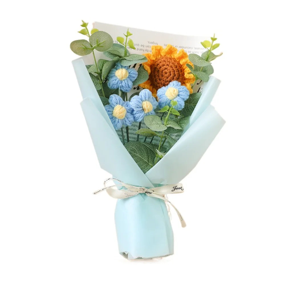 Artificial Flower Crochet Bouquet Handmade Anniversary Sunflower Daisy Bouquet Eternal Flower Mothers Day Birthday Gift
