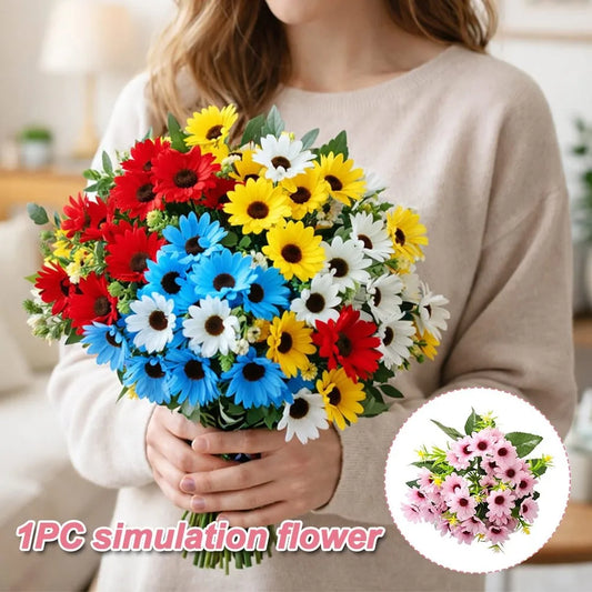 20 Heads Artificial Flowers Silk Floral Arrangement Daisies Bouquets DIY Flower Realistic Chamomile Bouquets Photography Props
