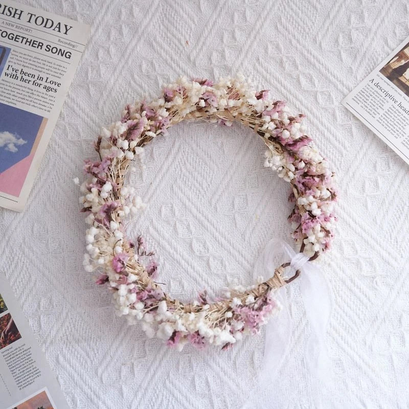Preserved flower wreath, wall and door hanging decor, wearable bridal flower crown, Hawaiian lei, ideal for holiday gifts