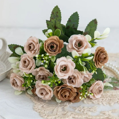 Artificial Flowers Silk Roses Wedding Bridal Bouquets Home Room Table Outdoor Garden Yard Wreath Festival Vase DIY Gifts Decora