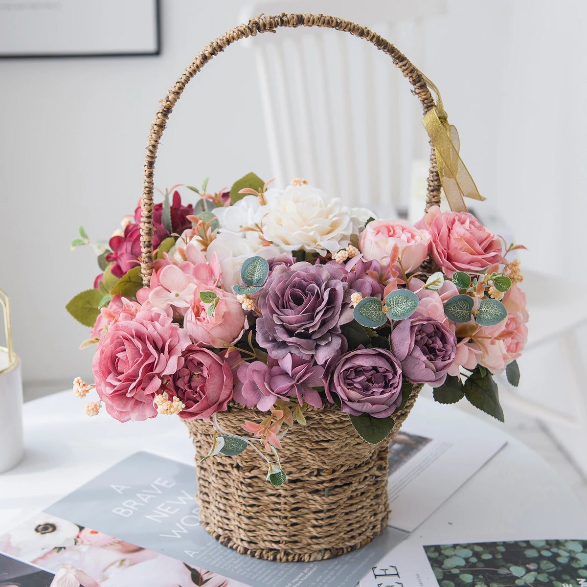 10PCS Artificial Peony Flowers Silk Hydrangea Rose Living Room Home Vase Garden Yard Wedding Bridal Bouquet Diy Party Decoration