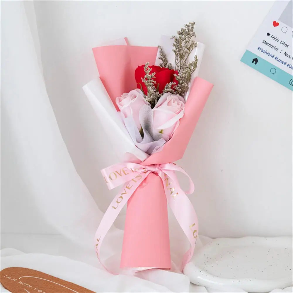 3/6/9 Heads Rose Soap Flower Bouquet Valentine'S Day Artificial Flower Bouquet Gift Women/Men Valentine Day Gift Wedding Decor