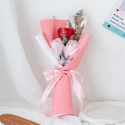 3/6/9 Heads Rose Soap Flower Bouquet Valentine'S Day Artificial Flower Bouquet Gift Women/Men Valentine Day Gift Wedding Decor
