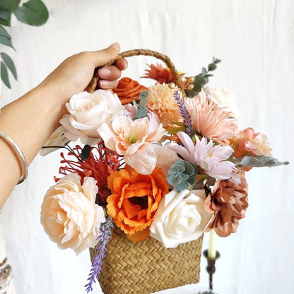 Yannew Terracotta Artificial Flowers Combo Box for DIY Wedding Bridal Bouquets Champagne Flower with Stem Arrangement Cake Decor