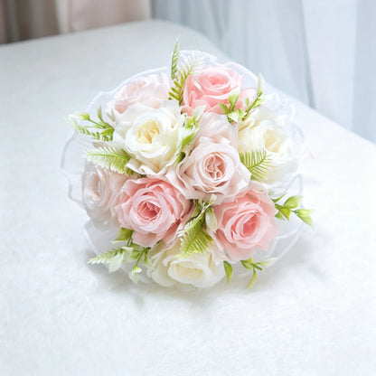 Artificial Bridal Bouquet Pearl Roses Wedding Bridesmaid Bouquet Valentine's Day Decoration Gift Romantic Wedding Accessories