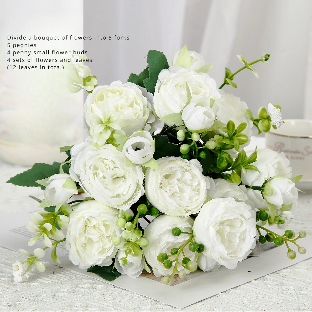 Artificial Roses Bundles of Silk Flowers Handmade Plastic Artificial Flowers Home Flower Arrangement Peony Wedding Decoration