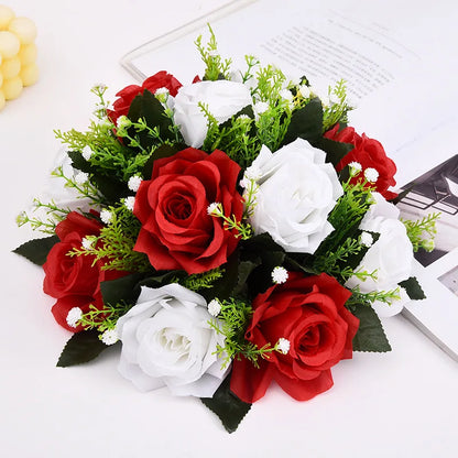 Cheap Artificial Flower Ball Plastic Green Mesh Base Silk Table Centerpieces For Wedding Decor Party Road Lead Flower Bouquets