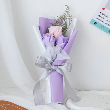3/6/9 Heads Rose Soap Flower Bouquet Valentine'S Day Artificial Flower Bouquet Gift Women/Men Valentine Day Gift Wedding Decor