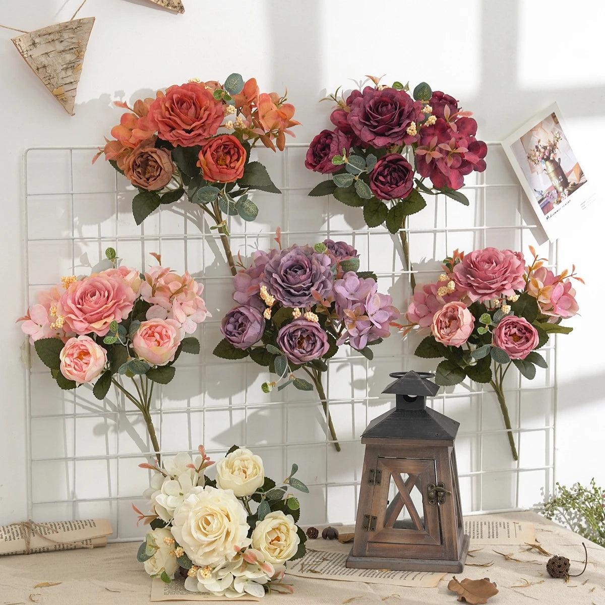 10PCS Artificial Peony Flowers Silk Hydrangea Rose Living Room Home Vase Garden Yard Wedding Bridal Bouquet Diy Party Decoration