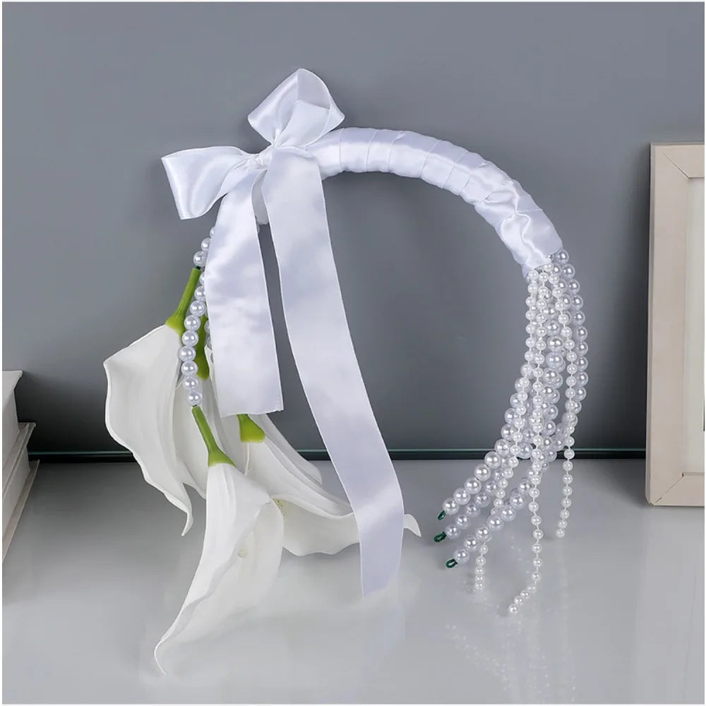 French Pearl Calla Lily Bridal Bouquet искусственные цветы для декора Bridesmaid Bouquets for Wedding Decoration Wedding Props