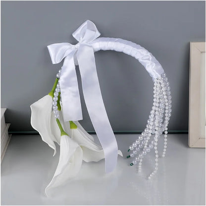 French Pearl Calla Lily Bridal Bouquet искусственные цветы для декора Bridesmaid Bouquets for Wedding Decoration Wedding Props