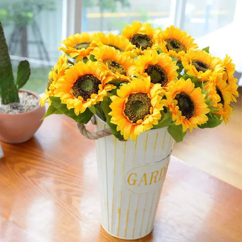 5pcs Artificial Sunflower Flower Highly Realistic Silk Daisies for Home Flower Arrangement Wedding Party Sunflower Decoration
