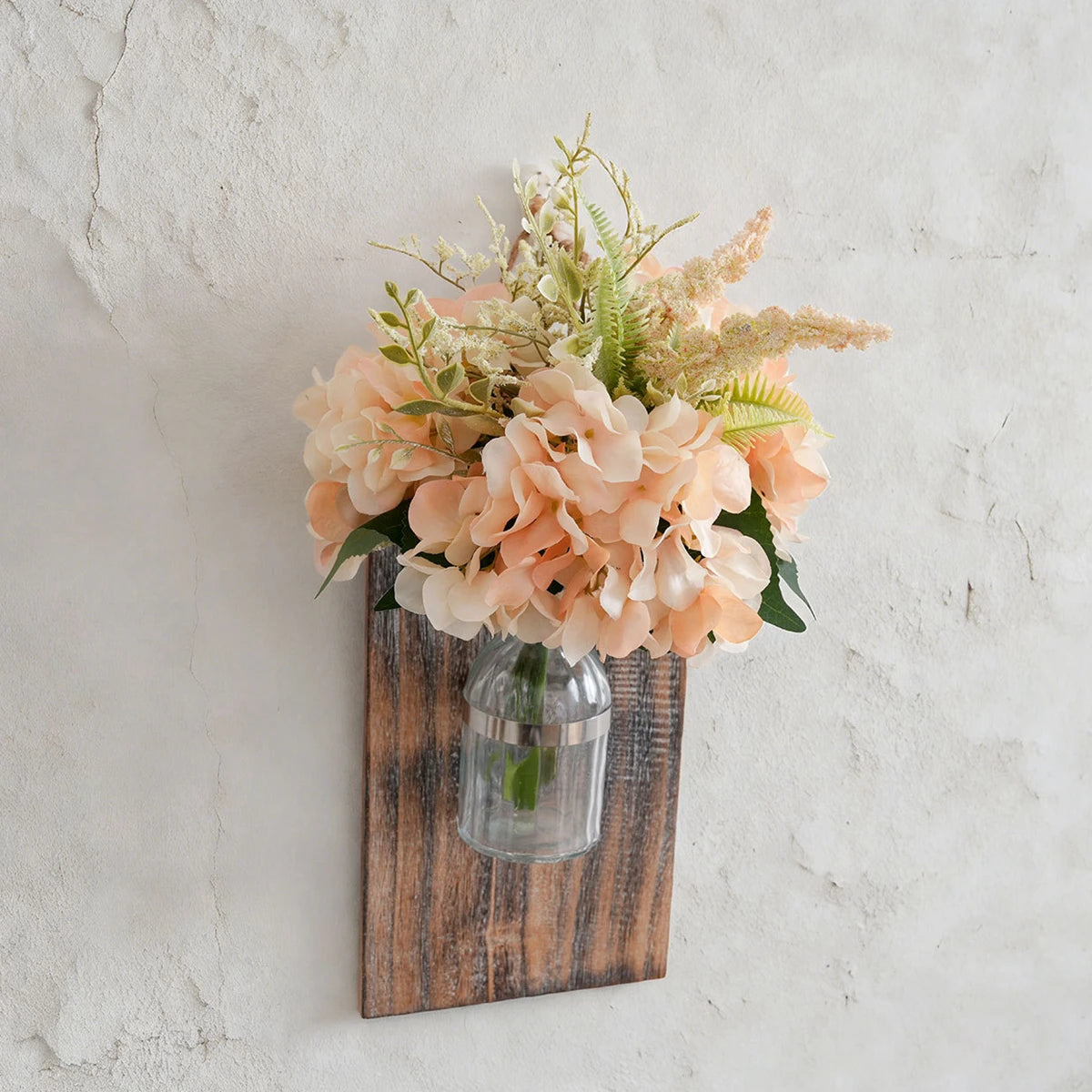 Artificial Champagne Pink Hydrangea Bouquet, Fake Silk Flower with Greenery, Home Wedding Table Centerpiece, Bridesmaid Bouquet