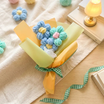 Mini Crochet Flower Bouquet Handmade Artificial Flower Woven Bouquet Wedding Guests Gift Christmas Gifts