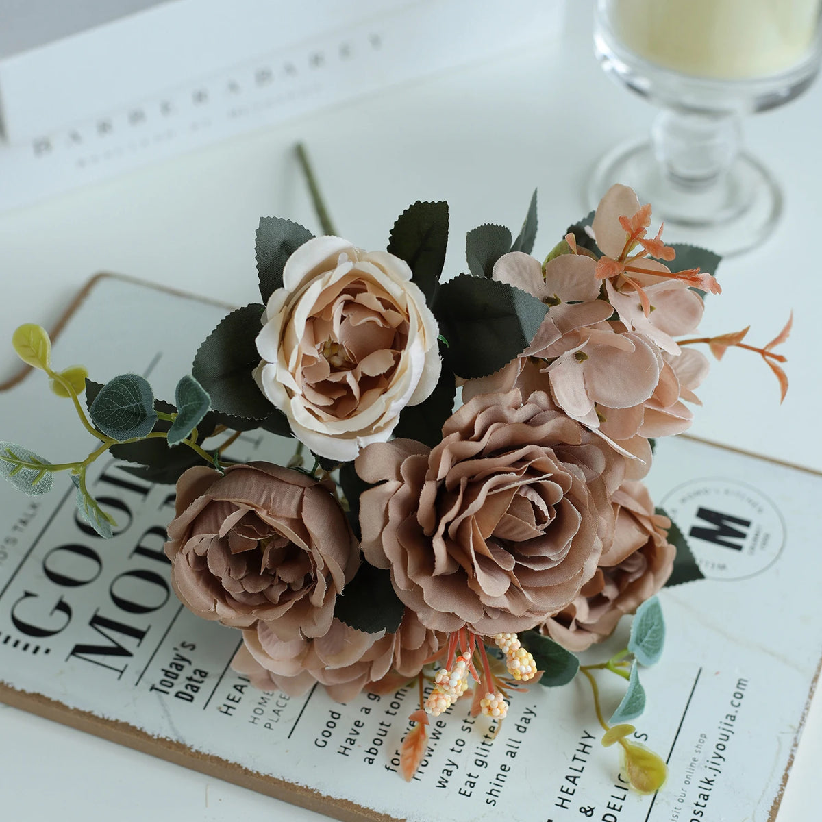 10PCS Artificial Peony Flowers Silk Hydrangea Rose Living Room Home Vase Garden Yard Wedding Bridal Bouquet Diy Party Decoration