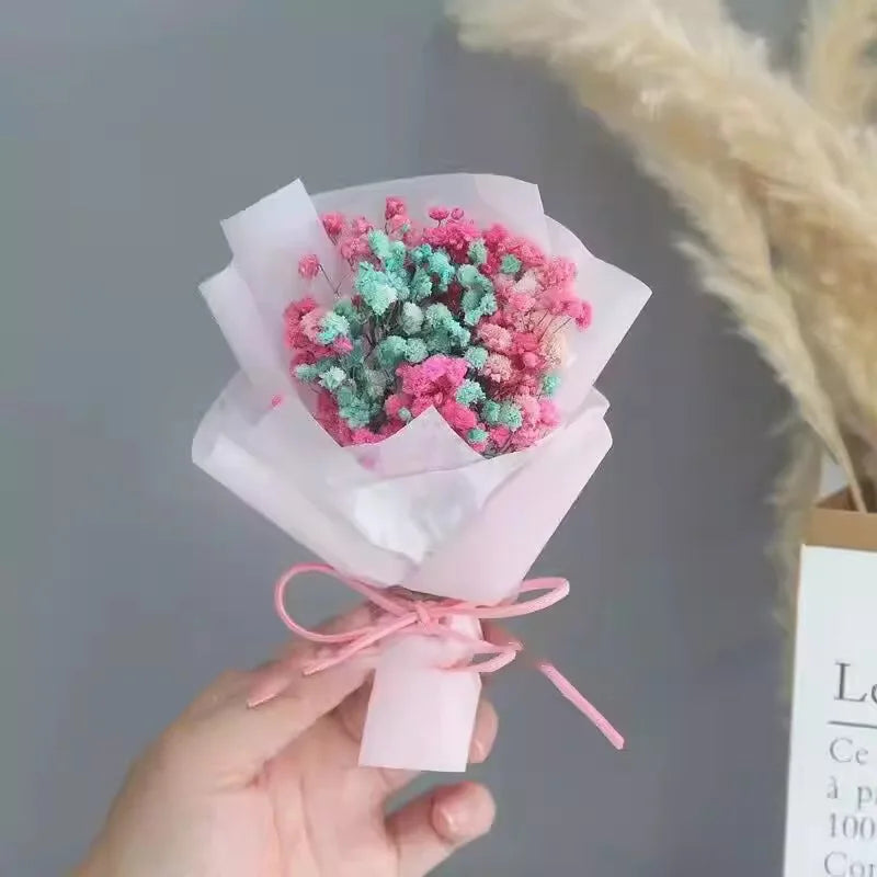 Preserved Baby's Breath Dried Flower Bouquet, Ins Popular Gypsophila, Birthday Gift for Best Friend Girlfriend, Home Decoration