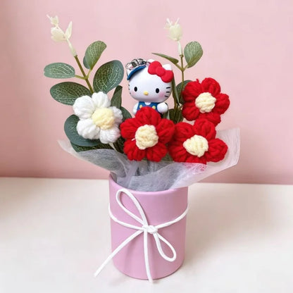 Genuine Sanrio Characters With Artificial Flower Creative Hugging Bucket Bouquet Christmas Valentine Birthday Gifts For Girls