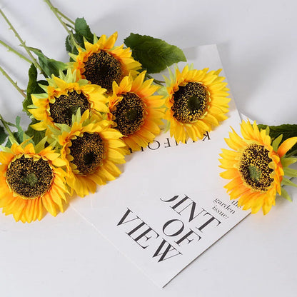 5pcs Artificial Sunflower Flower Highly Realistic Silk Daisies for Home Flower Arrangement Wedding Party Sunflower Decoration