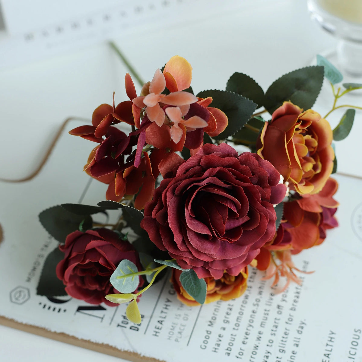 10PCS Artificial Peony Flowers Silk Hydrangea Rose Living Room Home Vase Garden Yard Wedding Bridal Bouquet Diy Party Decoration
