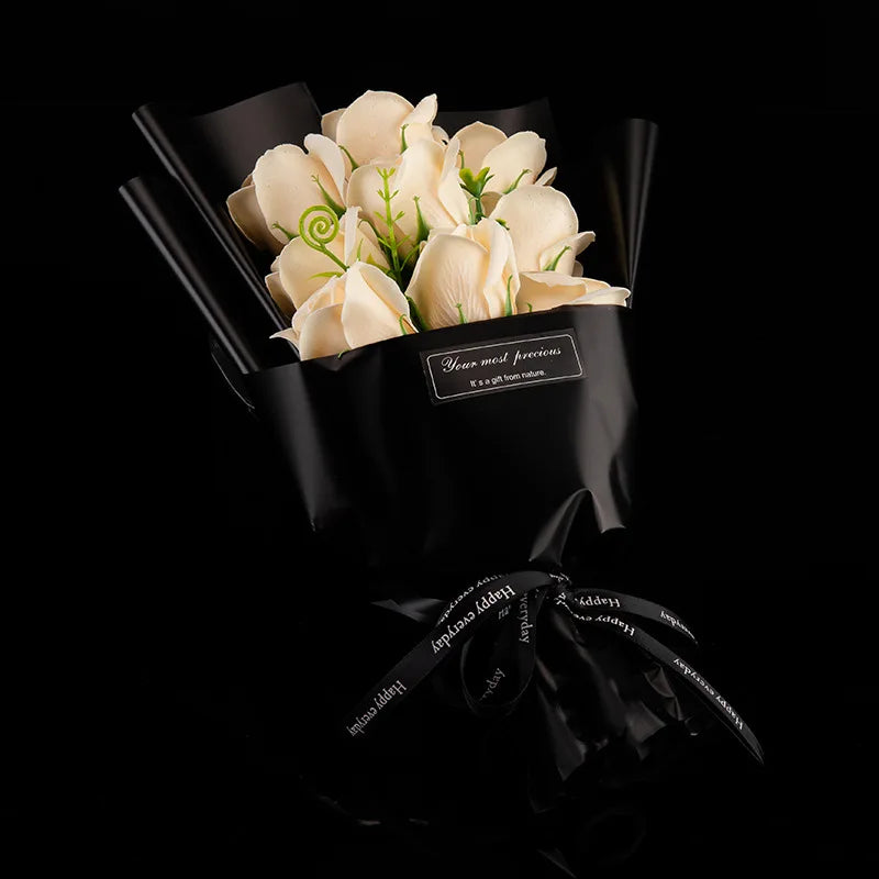 3/6/9 Heads Rose Soap Flower Bouquet Valentine'S Day Artificial Flower Bouquet Gift Women/Men Valentine Day Gift Wedding Decor