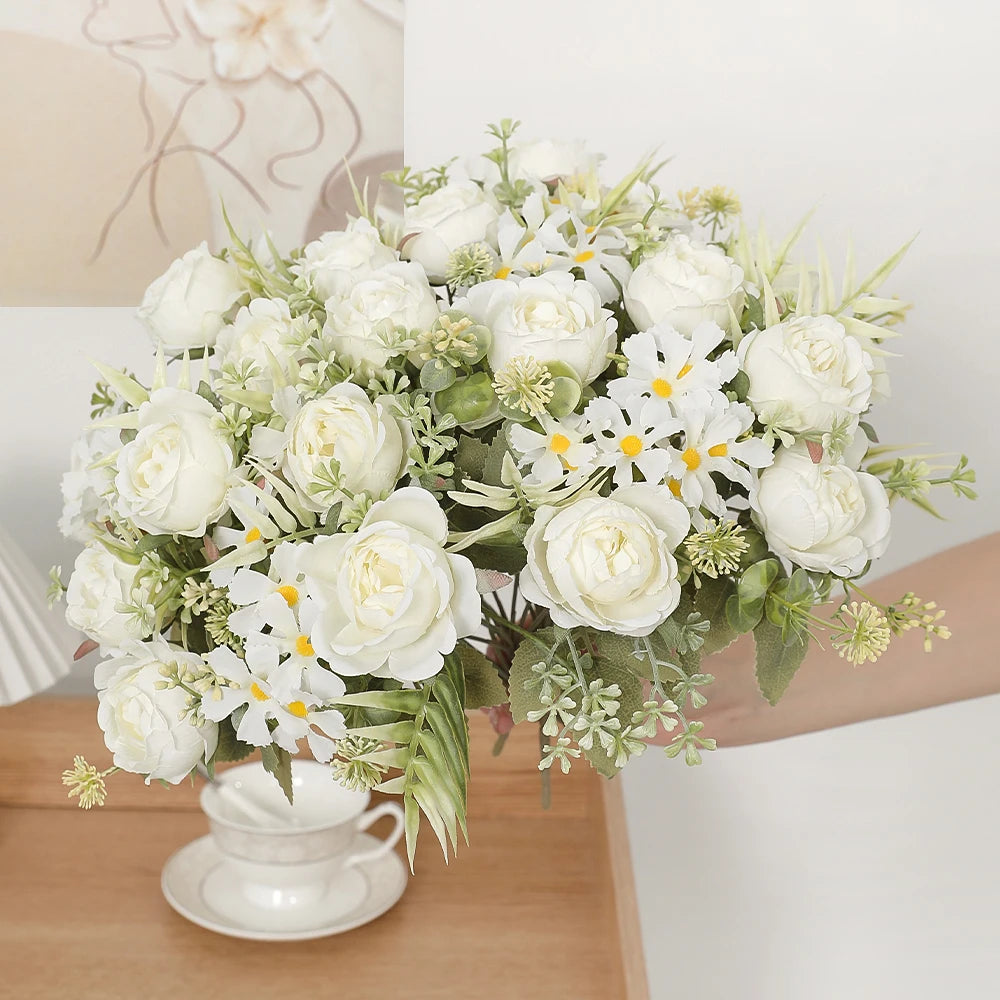 30CM Peony Artificial Flowers Bouquet Silk Fake Flowers for Home Decor Wedding Decoration Party Table Vase Flower Arrangement
