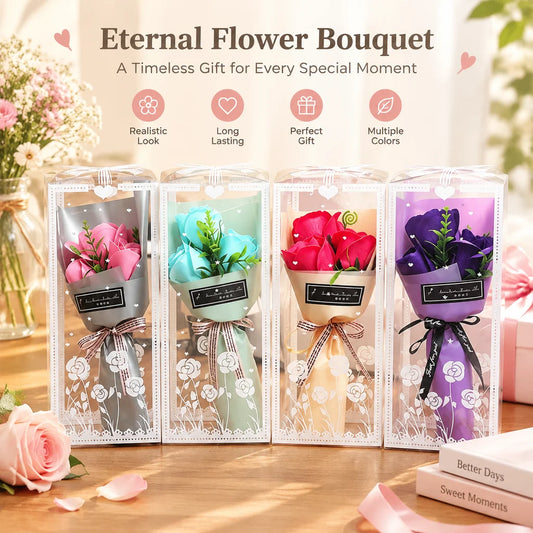 1Pc Multi-color Eternal Flower Bouquet Gift Box Decoration Ornaments for Festivals Birthdays Confessions Romantic Souvenirs