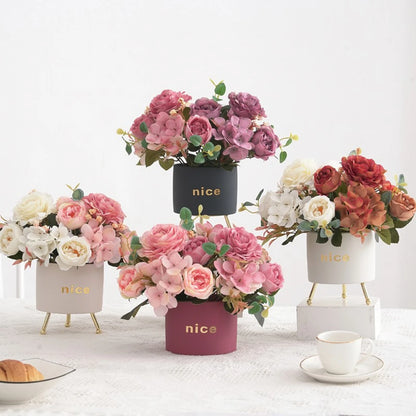10PCS Artificial Peony Flowers Silk Hydrangea Rose Living Room Home Vase Garden Yard Wedding Bridal Bouquet Diy Party Decoration