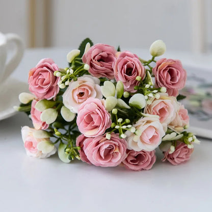 Artificial Flowers Silk Roses Wedding Bridal Bouquets Home Room Table Outdoor Garden Yard Wreath Festival Vase DIY Gifts Decora