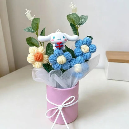Genuine Sanrio Characters With Artificial Flower Creative Hugging Bucket Bouquet Christmas Valentine Birthday Gifts For Girls